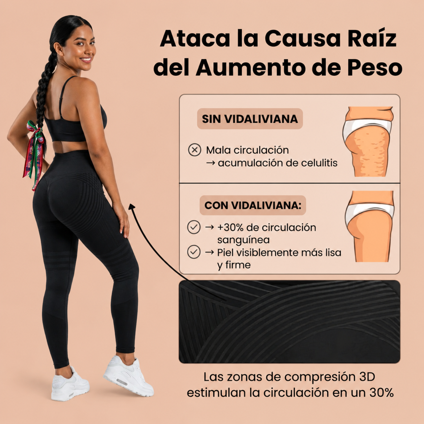 Leggings 3D VidaLiviana: redefine tu silueta sin esfuerzo.